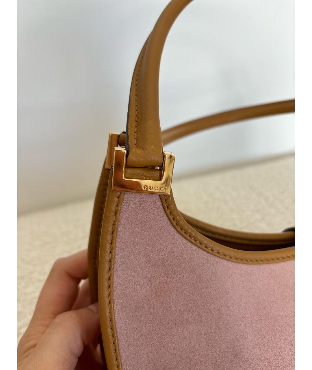 GUCCI Розовая замшевая сумка с короткими ручками, фото 6