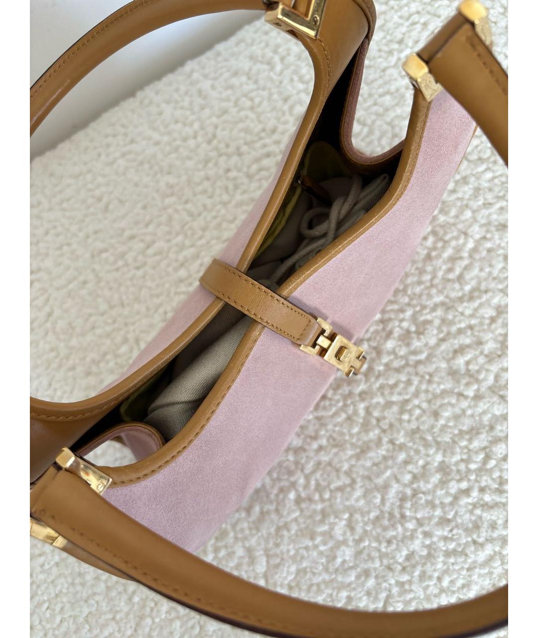 GUCCI Розовая замшевая сумка с короткими ручками, фото 4