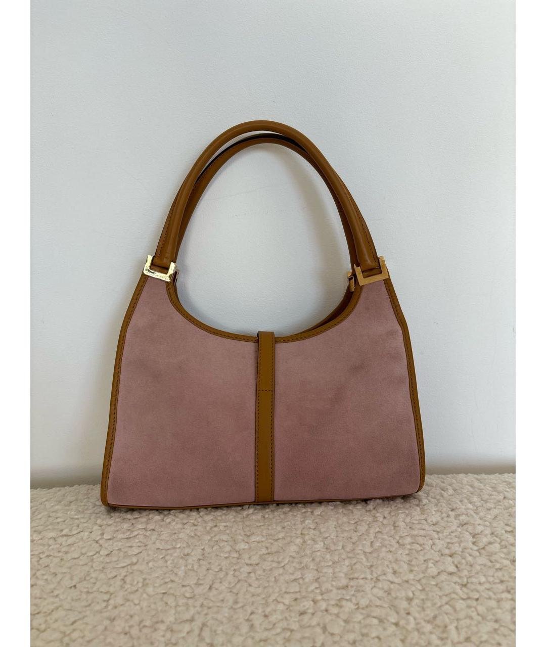 GUCCI Розовая замшевая сумка с короткими ручками, фото 3