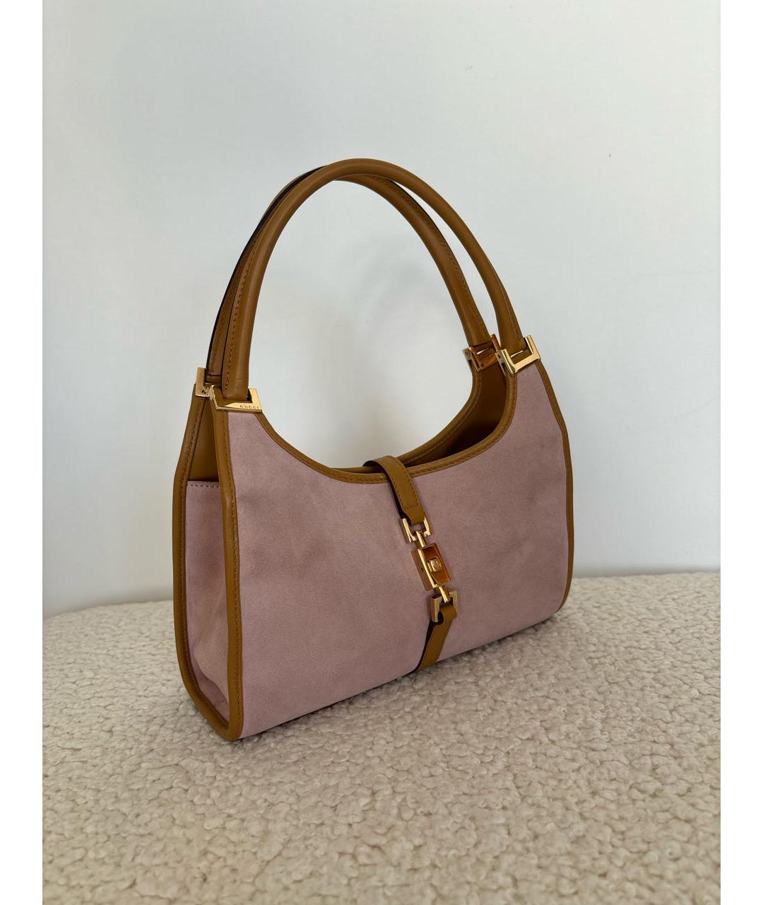 GUCCI Розовая замшевая сумка с короткими ручками, фото 2