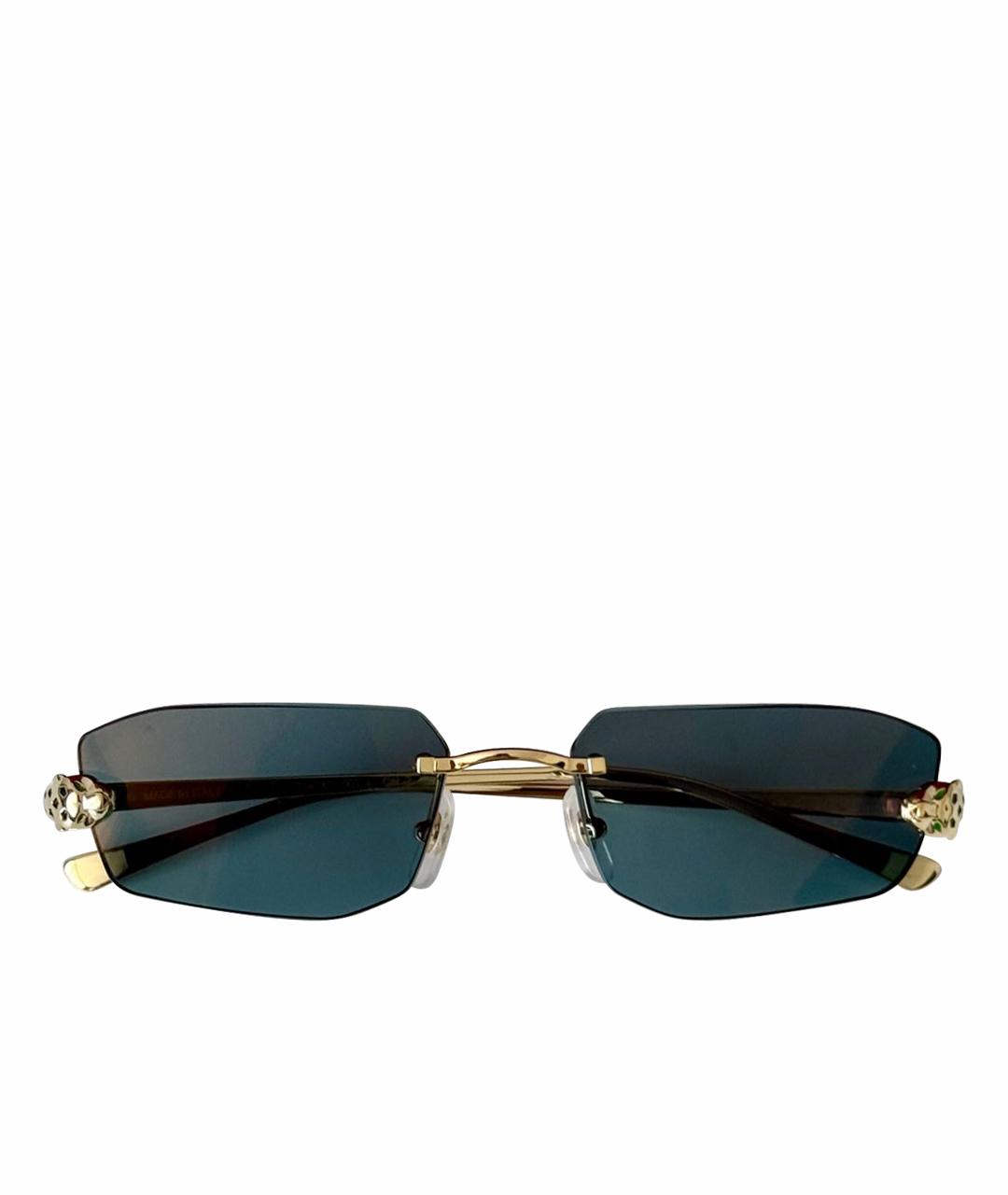 CARTIER Бирюзовые металлические солнцезащитные очки, фото 1