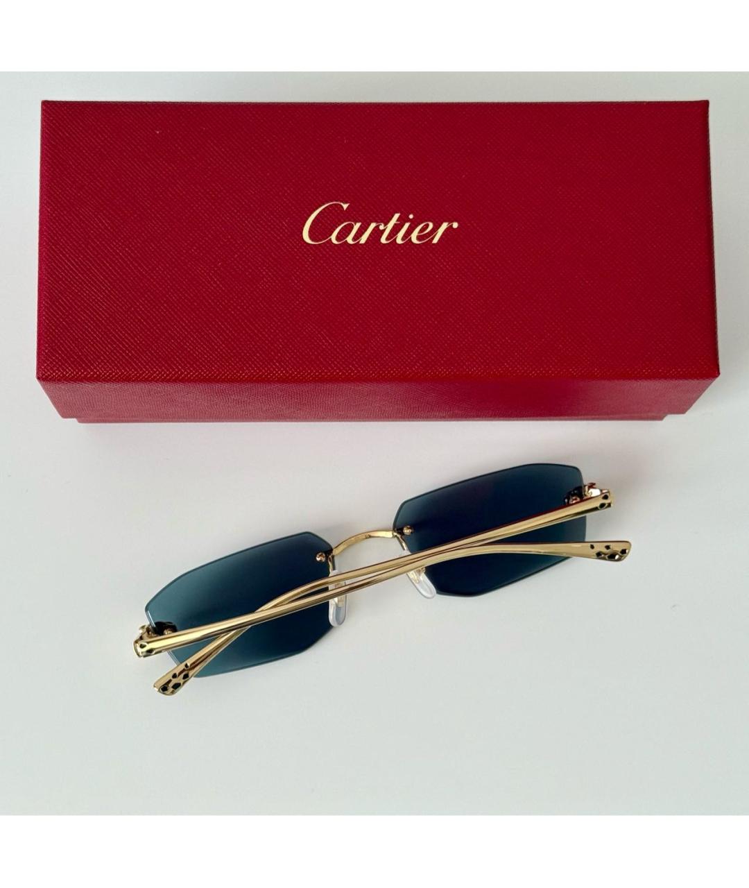 CARTIER Бирюзовые металлические солнцезащитные очки, фото 4