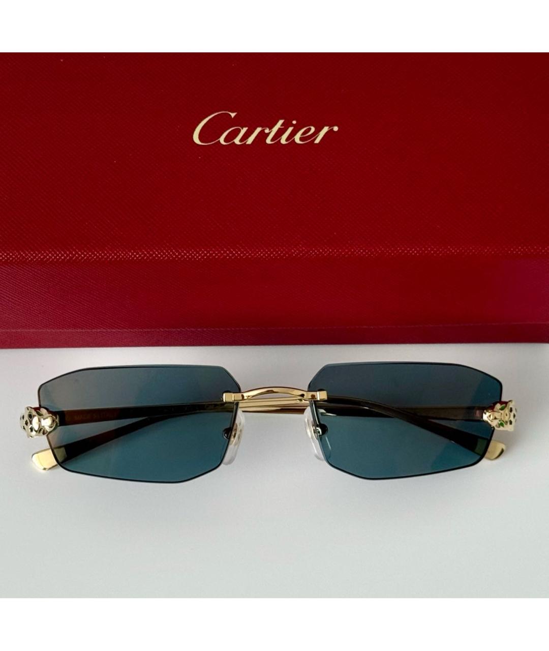 CARTIER Бирюзовые металлические солнцезащитные очки, фото 5