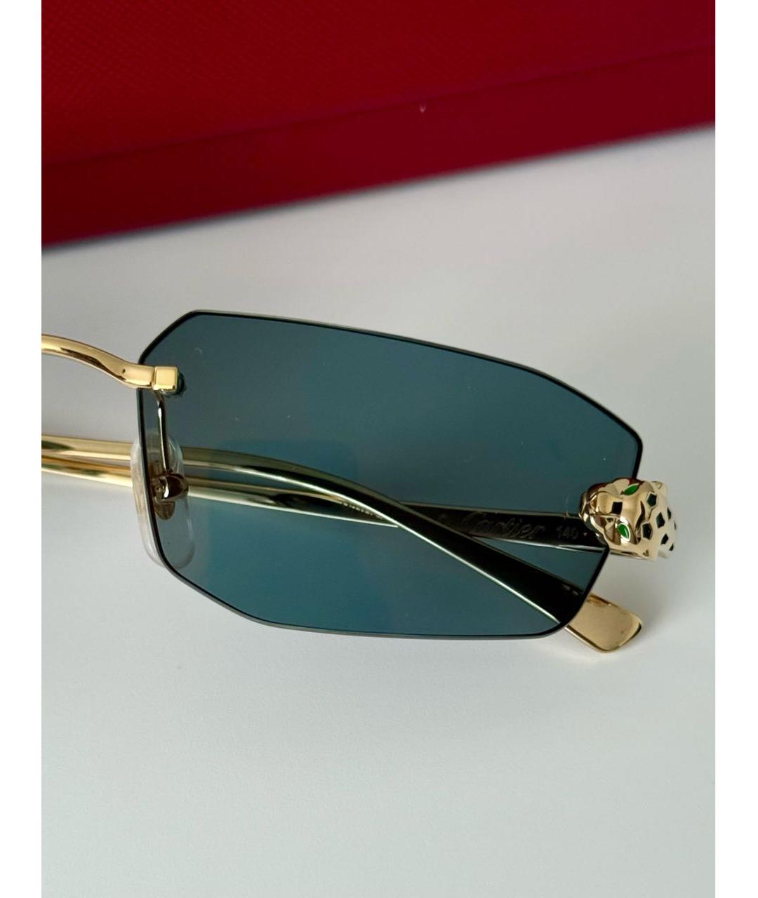 CARTIER Бирюзовые металлические солнцезащитные очки, фото 3
