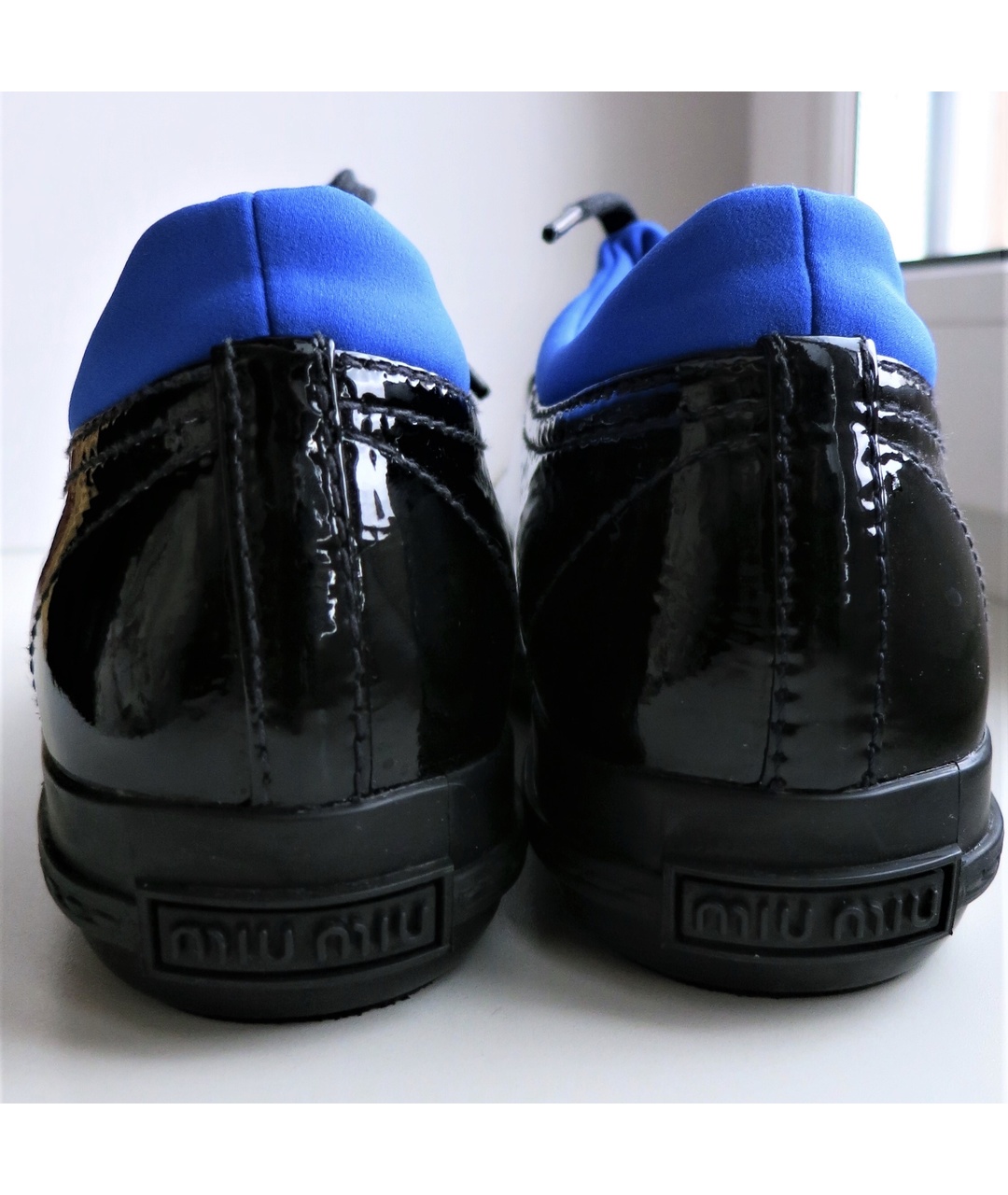 MIU MIU Синие кожаные кроссовки, фото 4