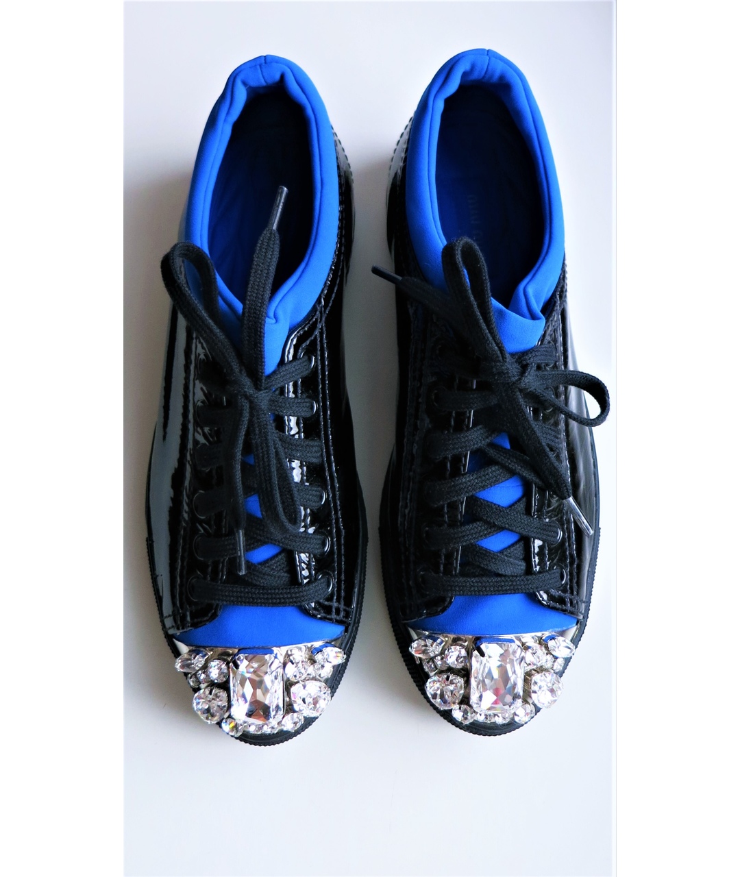 MIU MIU Синие кожаные кроссовки, фото 2