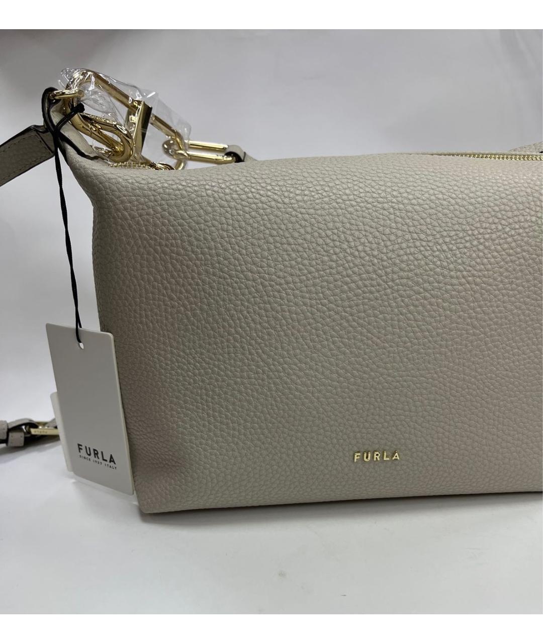 FURLA Бежевая кожаная сумка через плечо, фото 4