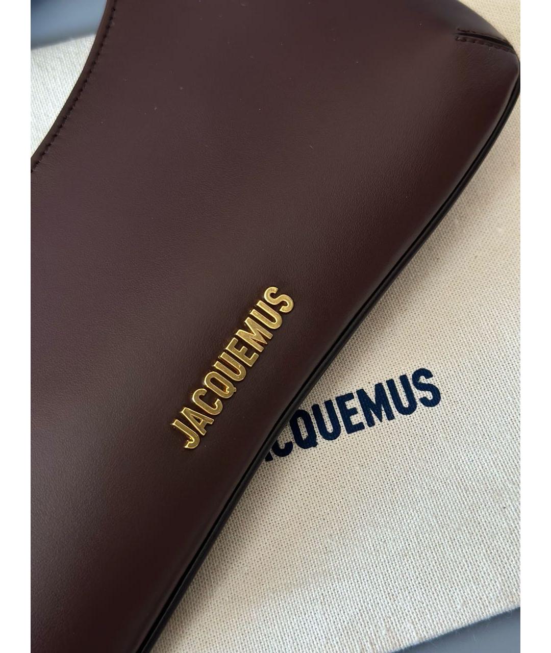 JACQUEMUS Коричневая кожаная сумка с короткими ручками, фото 6
