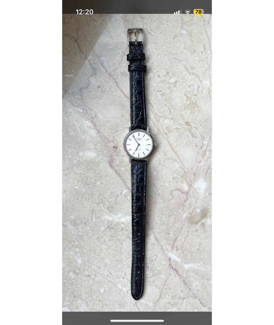 LONGINES Черные кожаные часы, фото 5