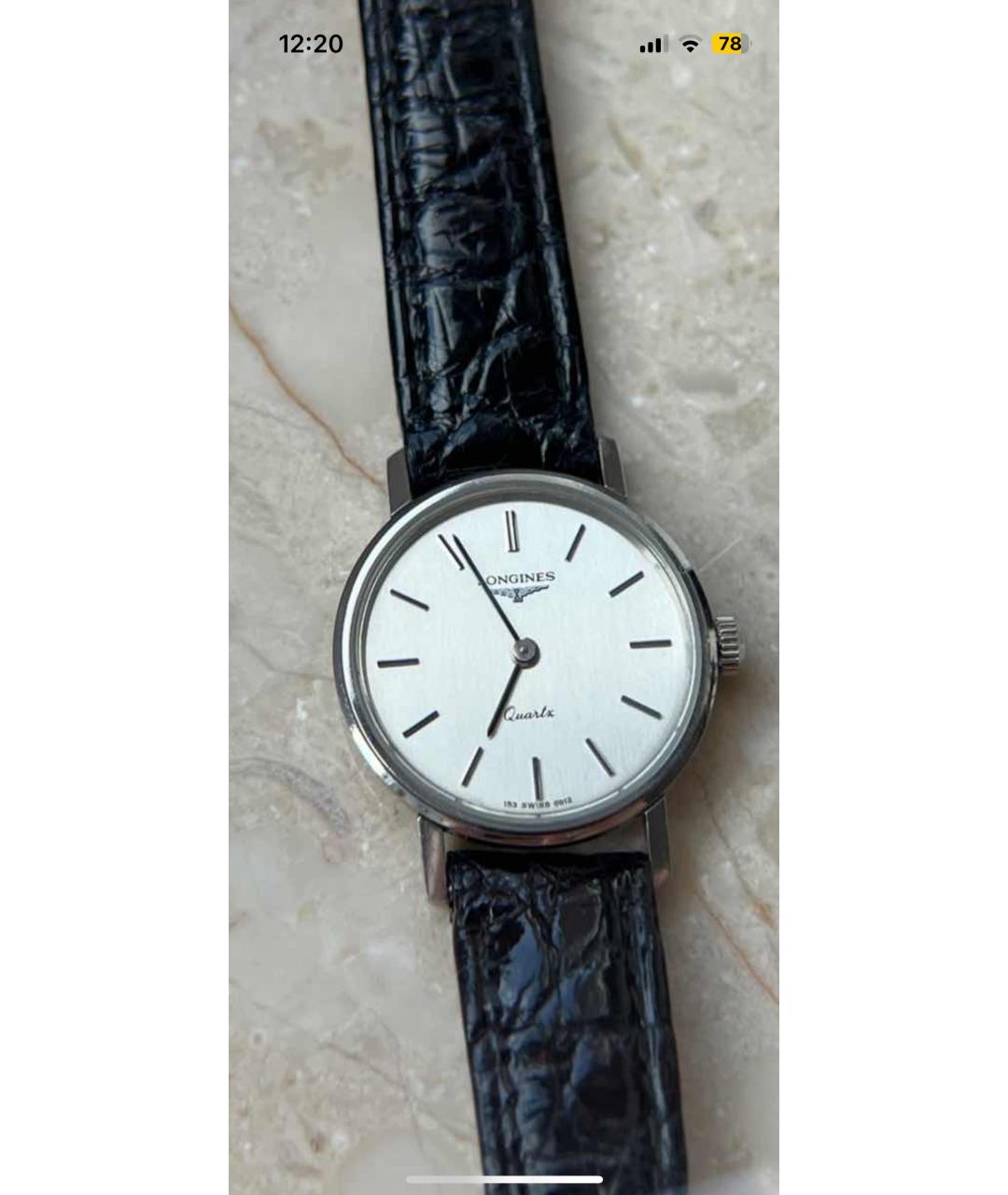 LONGINES Черные кожаные часы, фото 2