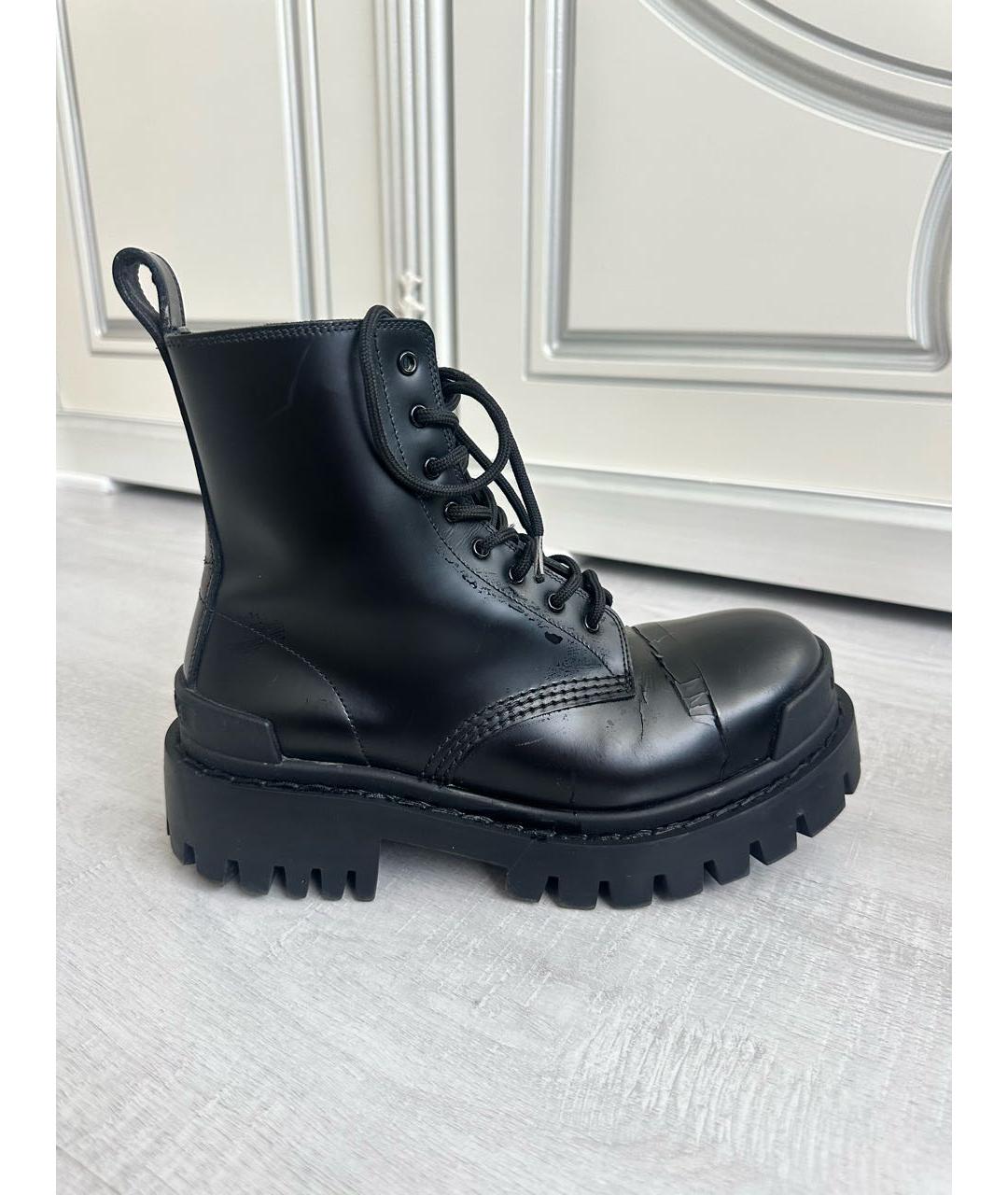 BALENCIAGA Черные кожаные ботинки, фото 9