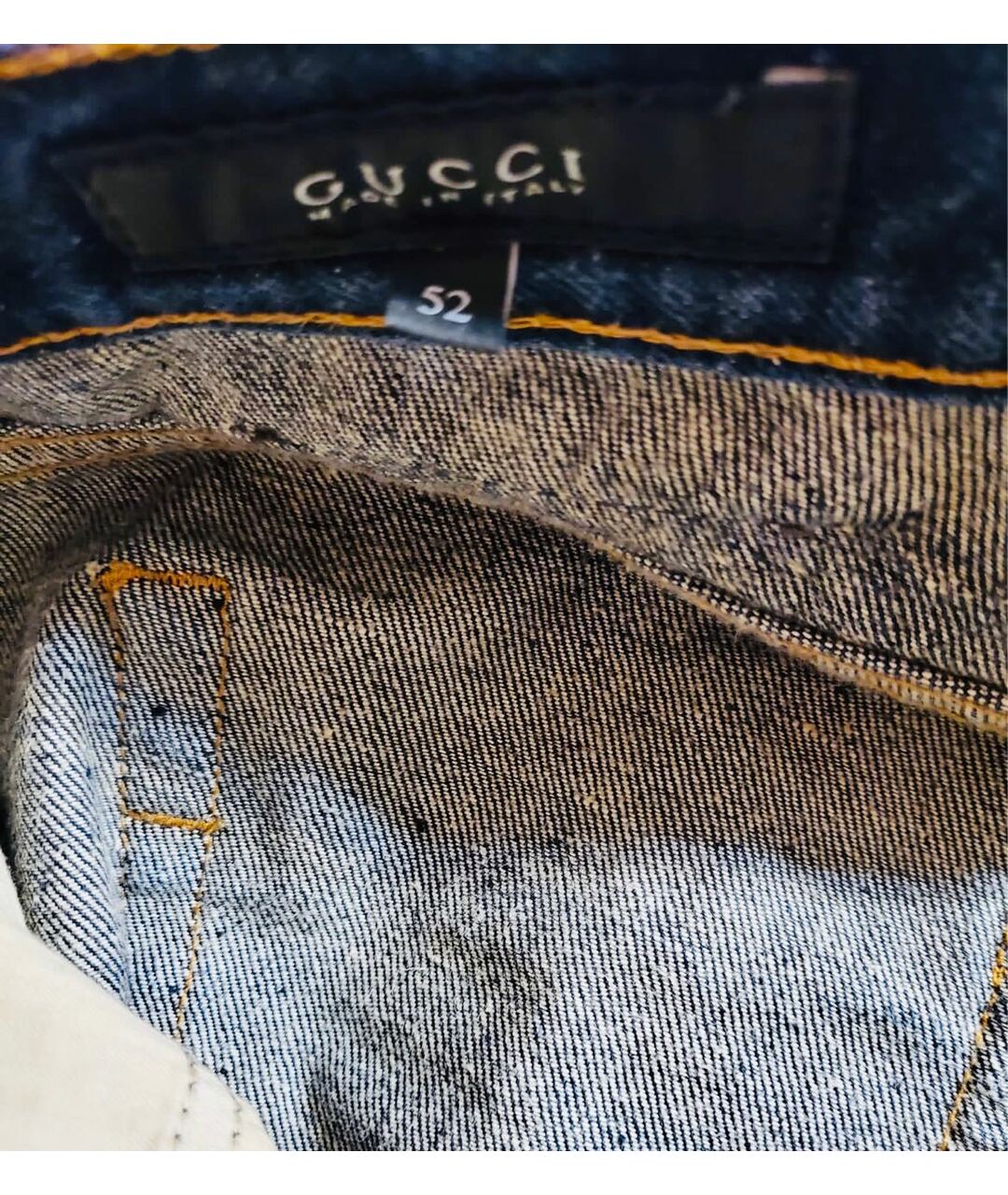 GUCCI Темно-синие хлопковые прямые джинсы, фото 4