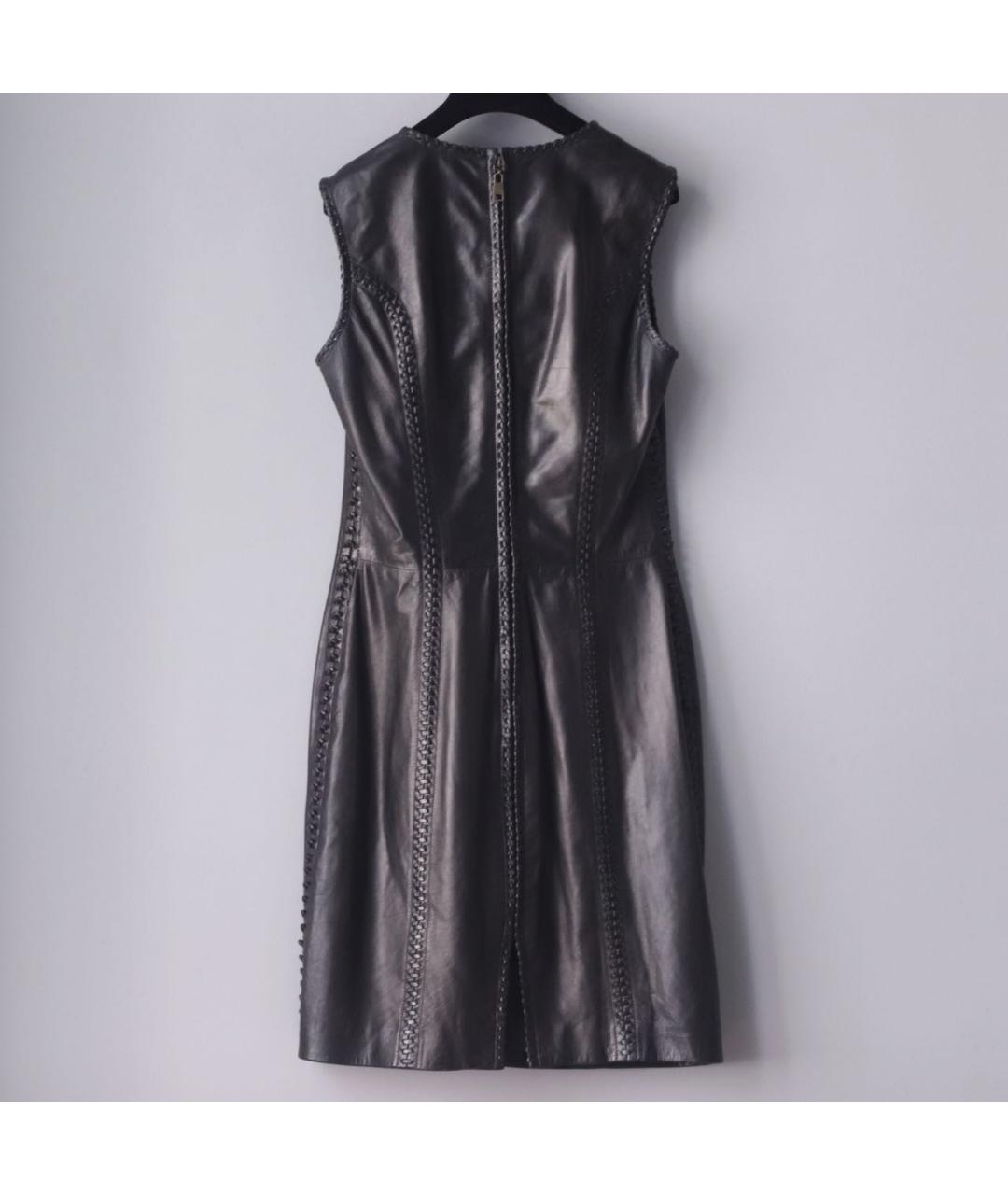 ALEXANDER MCQUEEN Черное кожаное коктейльное платье, фото 2