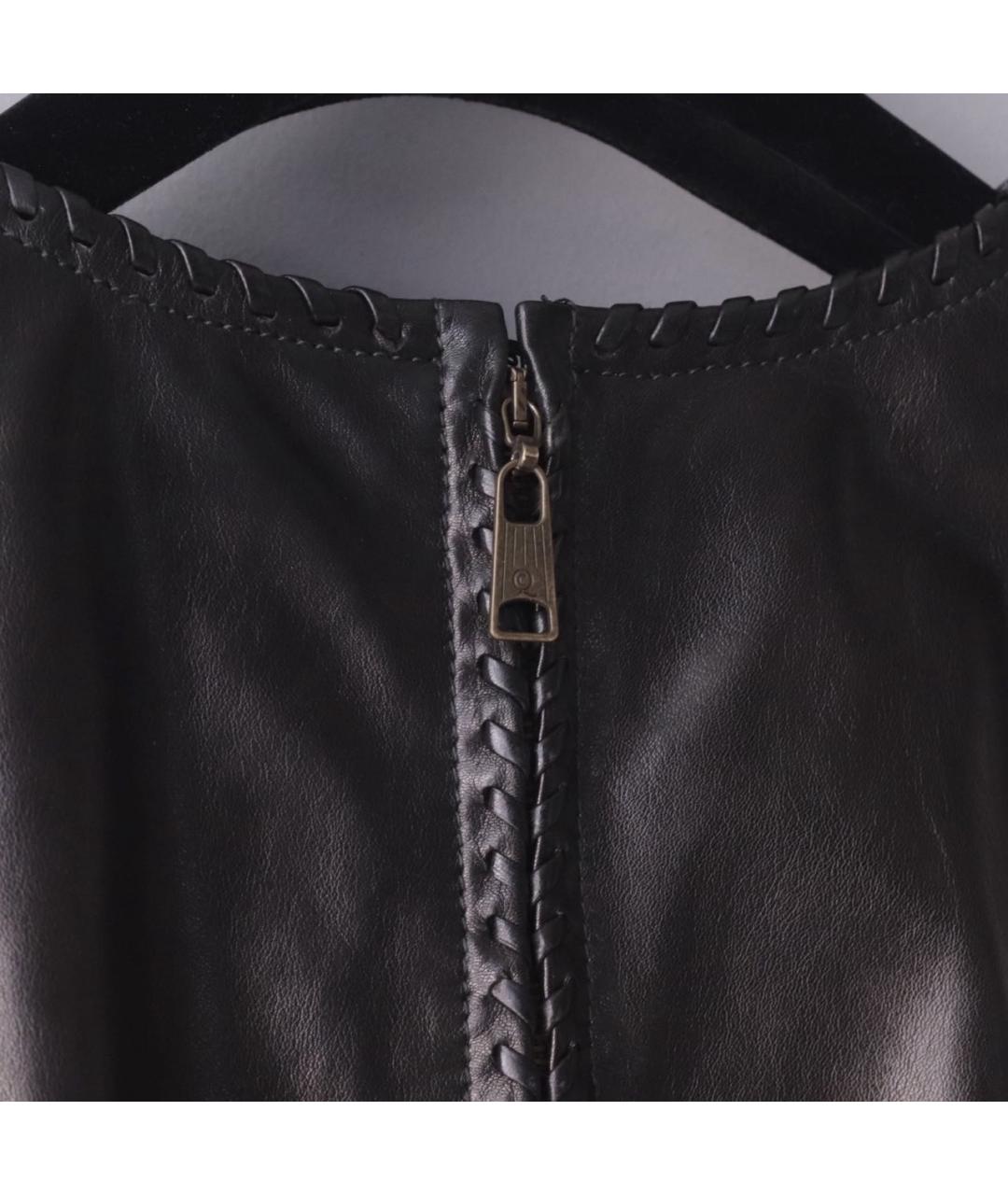 ALEXANDER MCQUEEN Черное кожаное коктейльное платье, фото 8