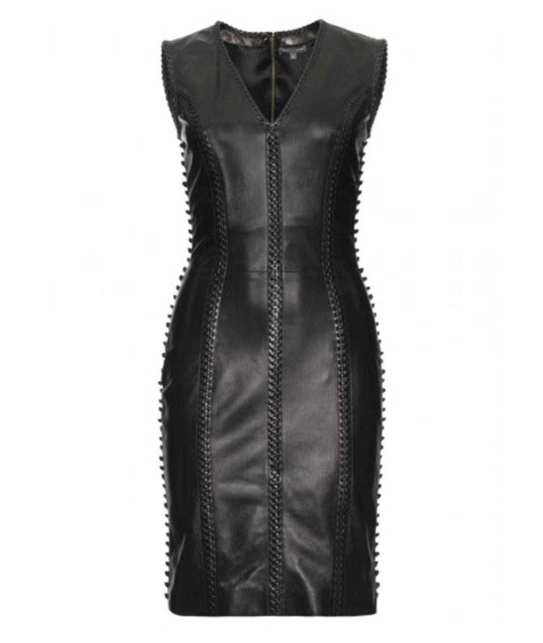 ALEXANDER MCQUEEN Черное кожаное коктейльное платье, фото 9
