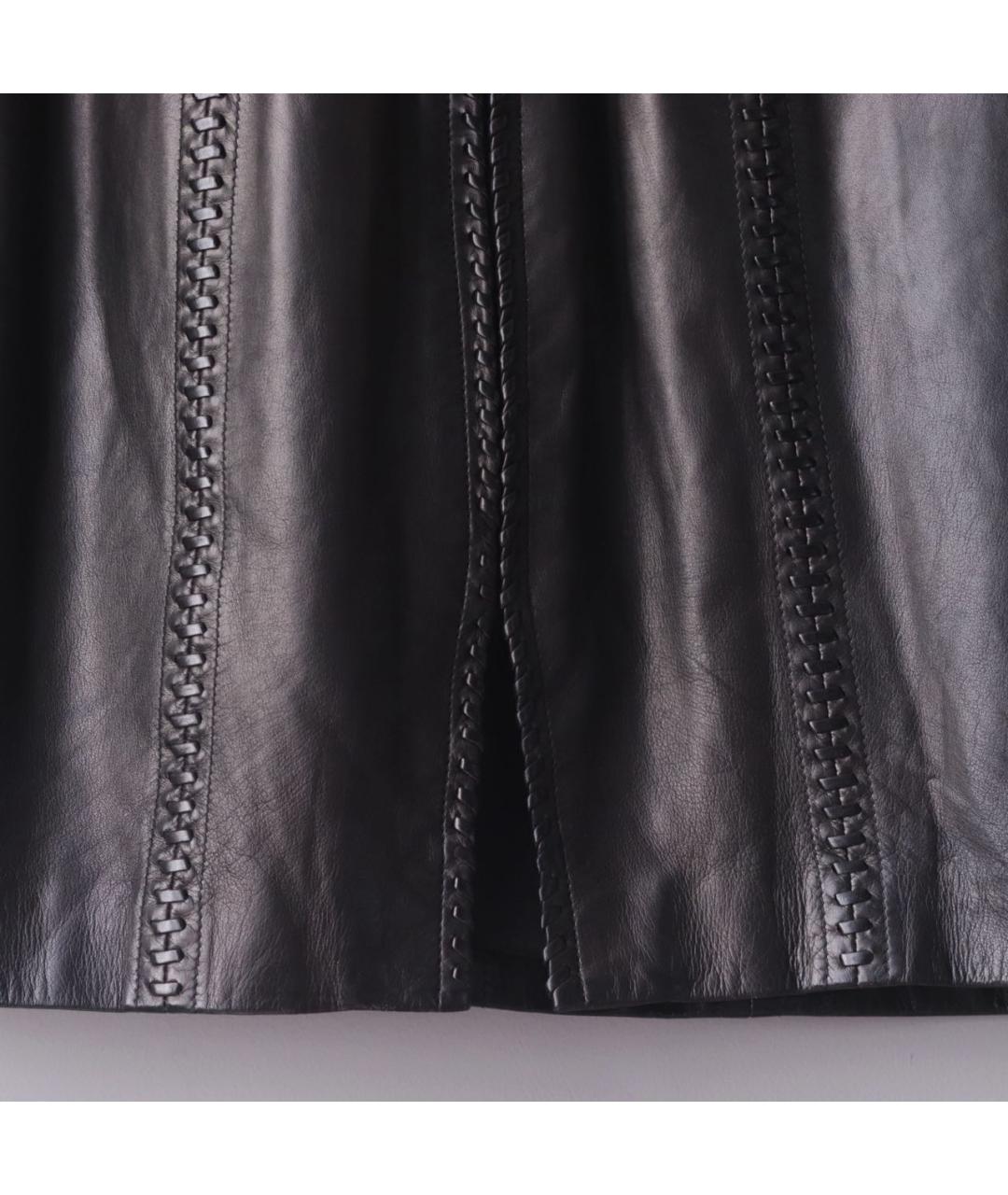 ALEXANDER MCQUEEN Черное кожаное коктейльное платье, фото 7