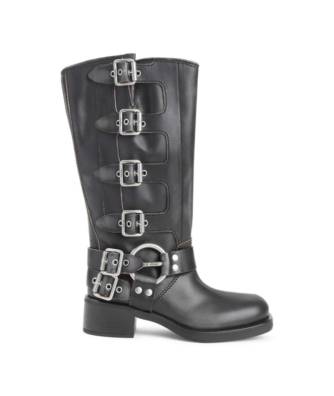 MIU MIU Черные кожаные сапоги, фото 1