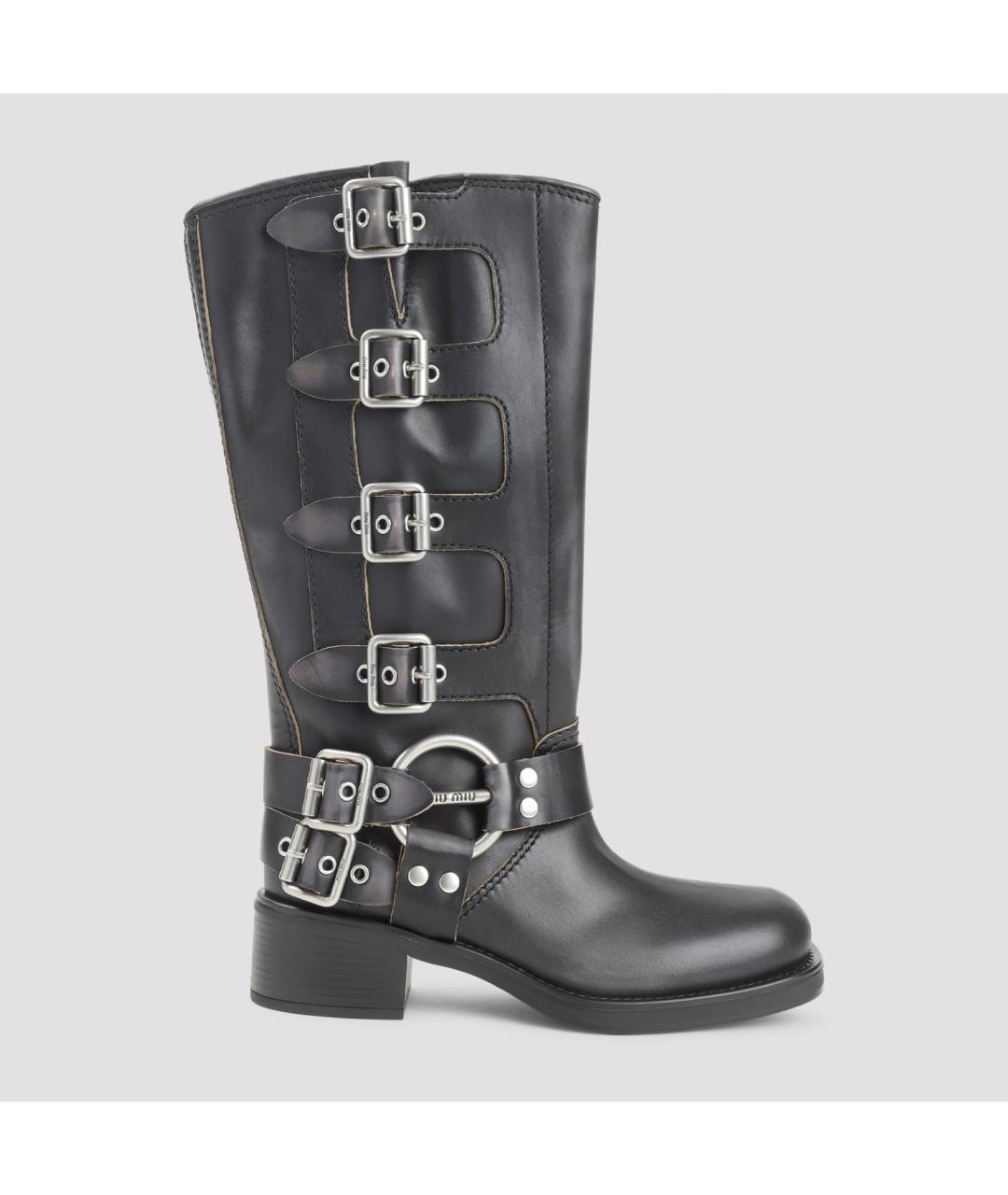 MIU MIU Черные кожаные сапоги, фото 3