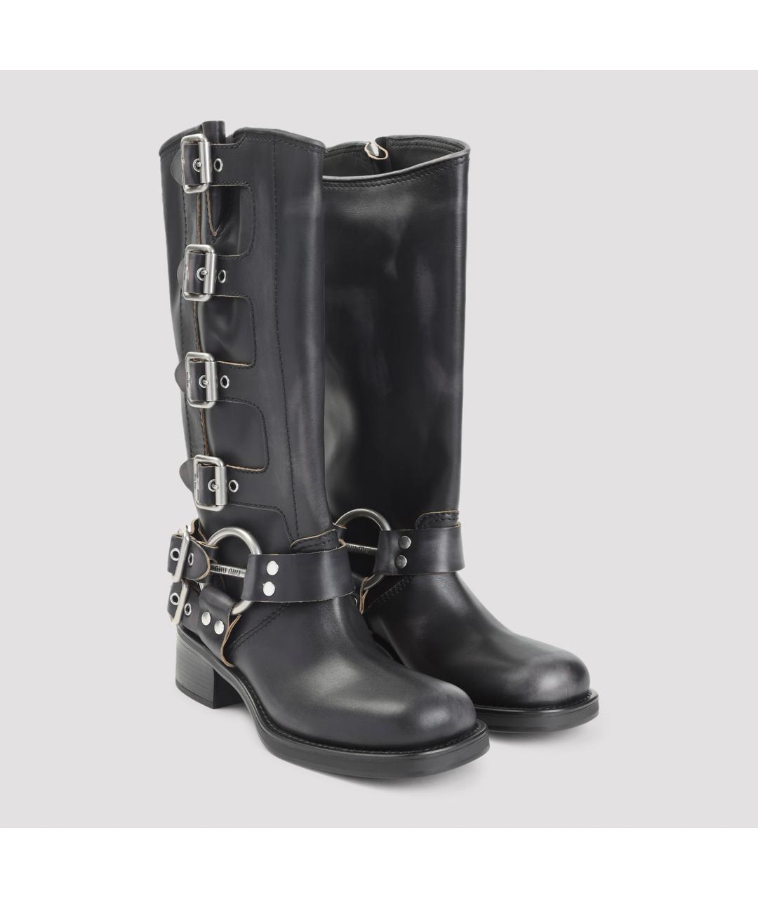 MIU MIU Черные кожаные сапоги, фото 5