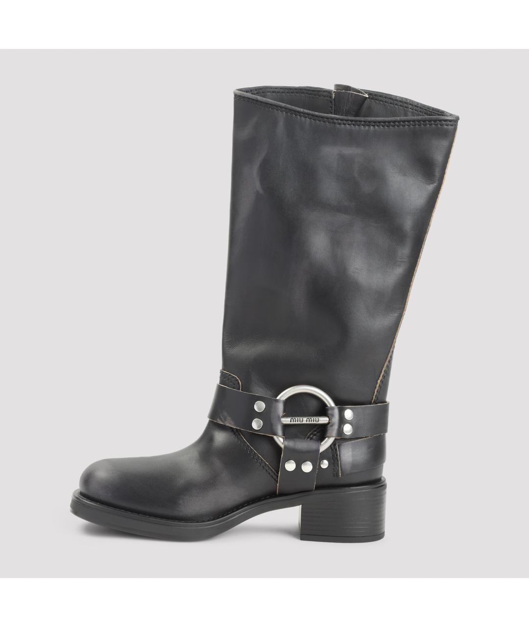 MIU MIU Черные кожаные сапоги, фото 4