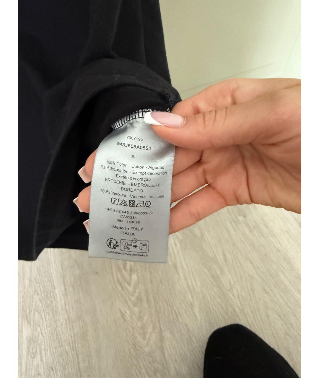 CHRISTIAN DIOR Черная хлопковая футболка, фото 4
