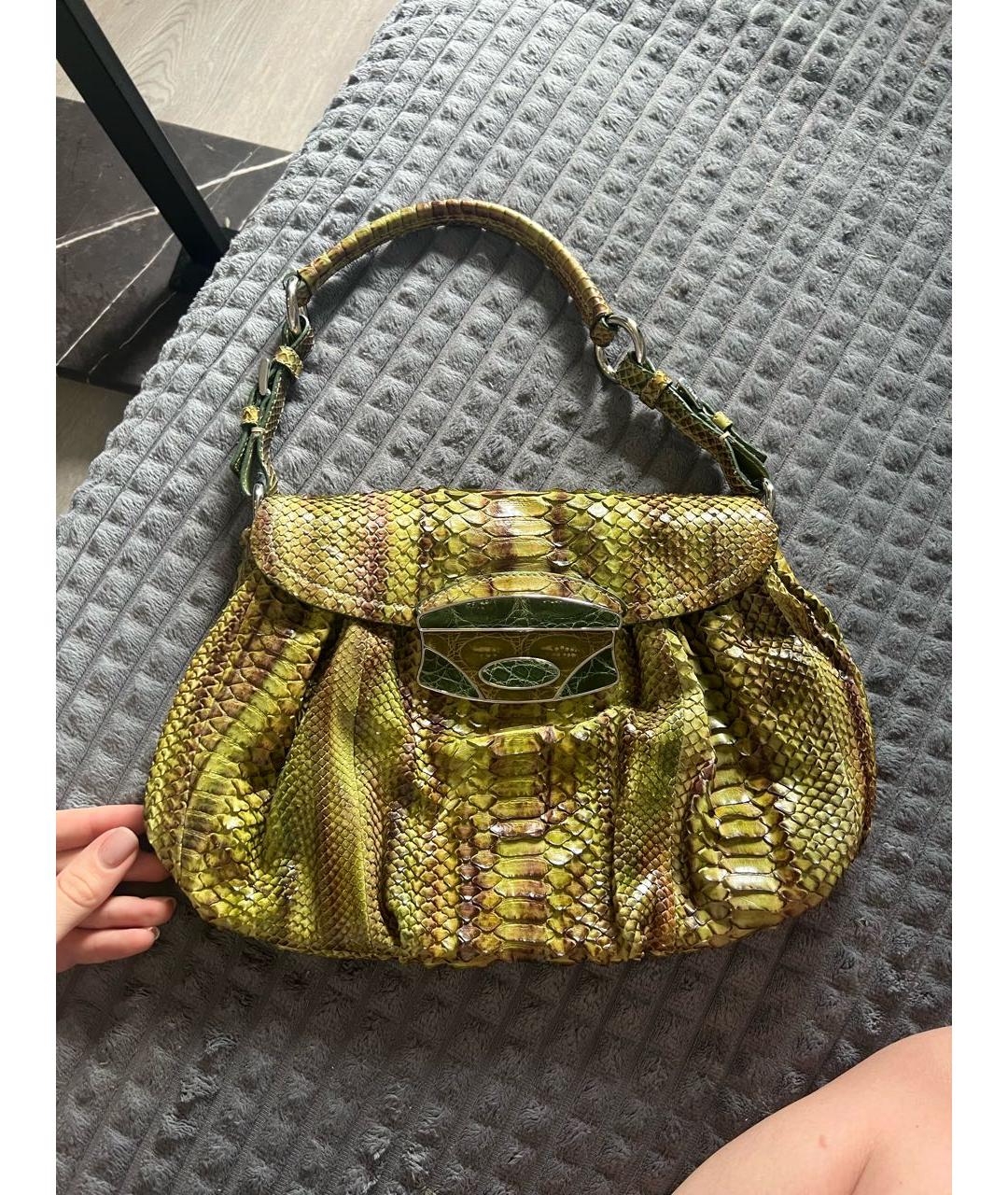 PRADA Зеленая сумка с короткими ручками из экзотической кожи, фото 6