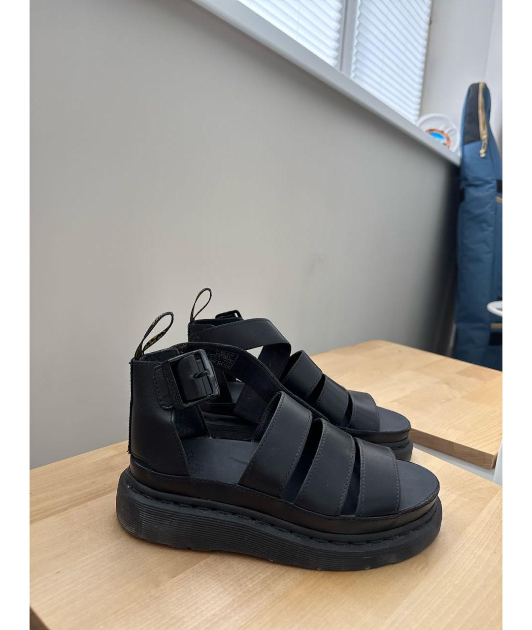 DR. MARTENS Черные кожаные сандалии, фото 7