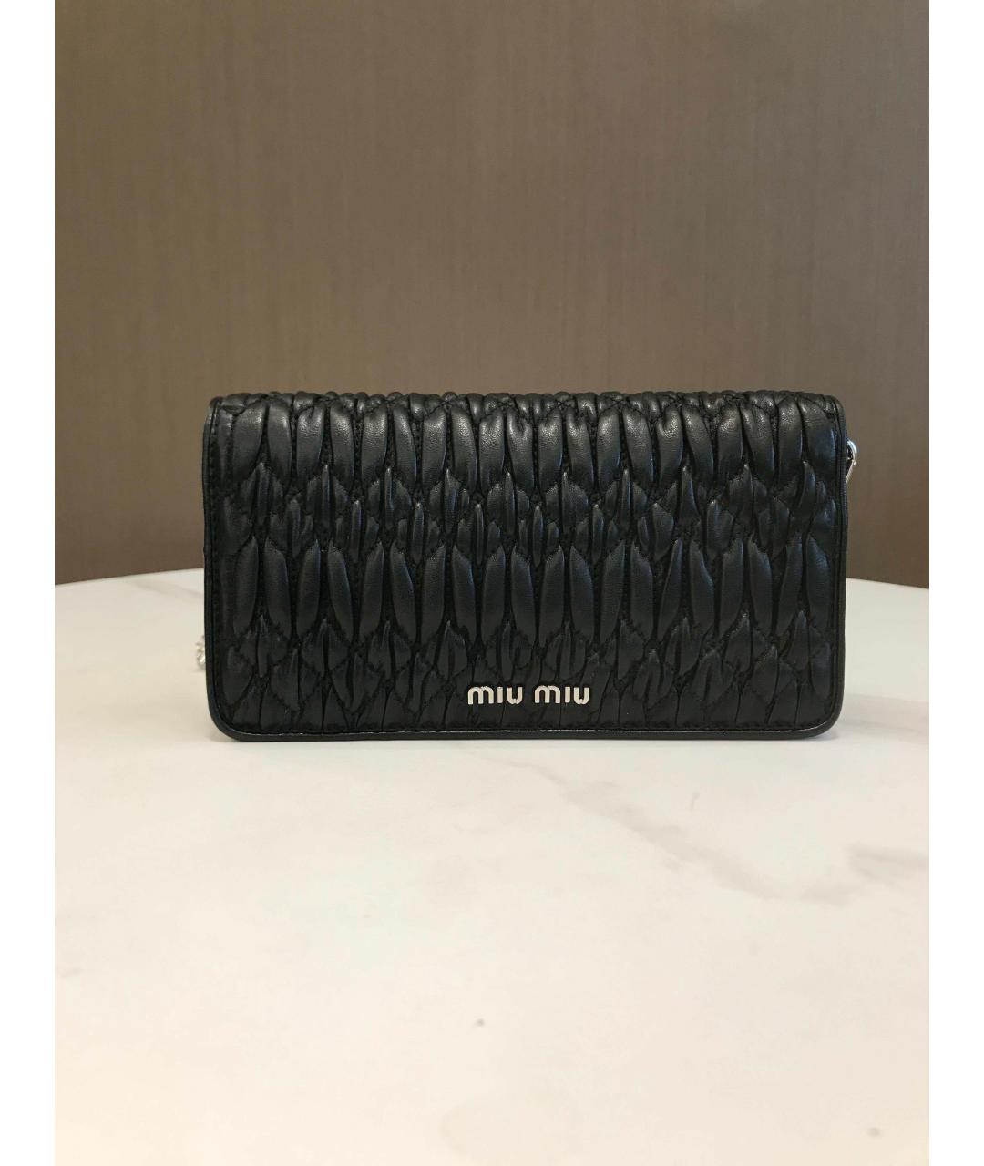 MIU MIU Черная кожаная сумка через плечо, фото 4