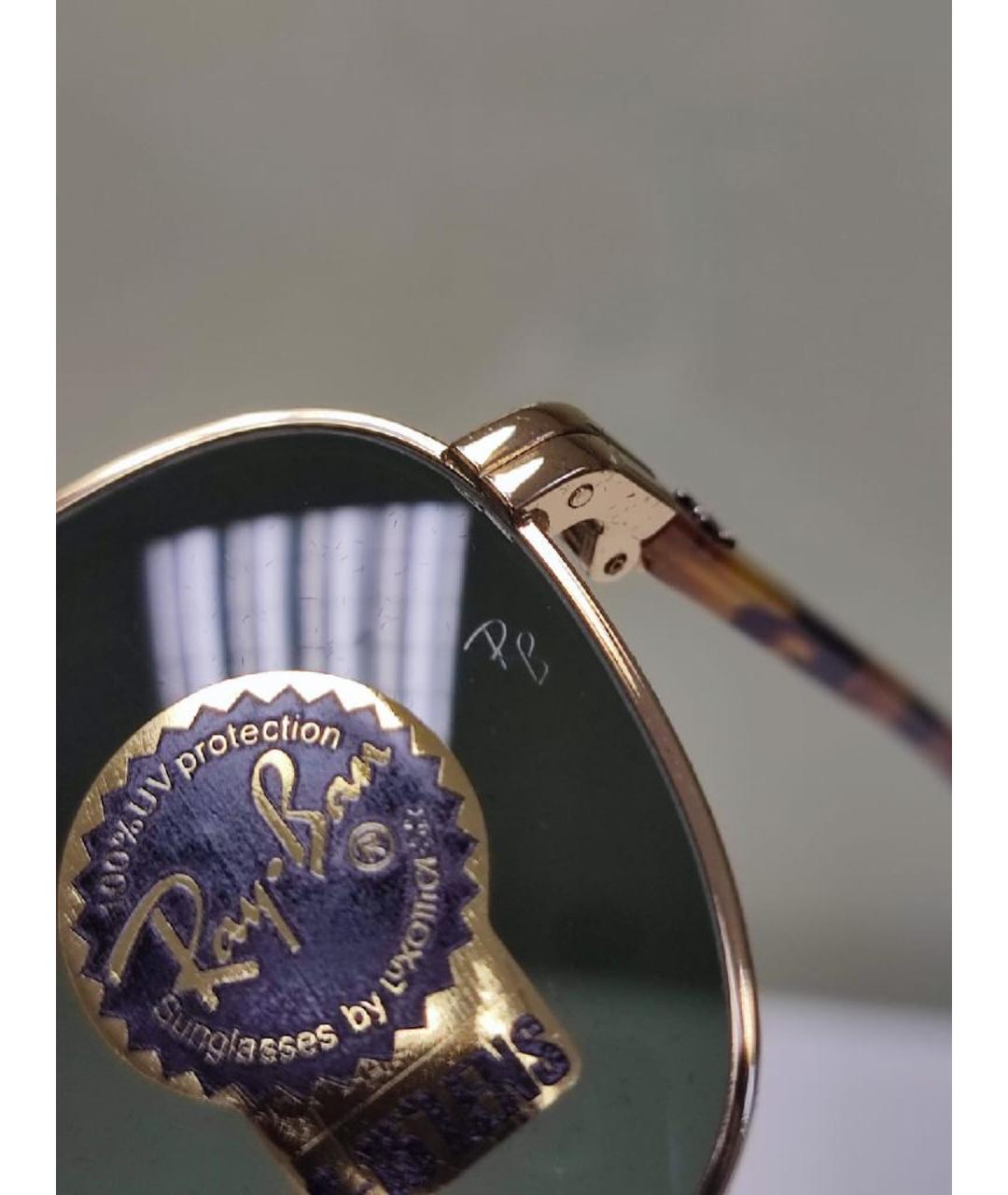 RAY BAN Золотые металлические солнцезащитные очки, фото 9