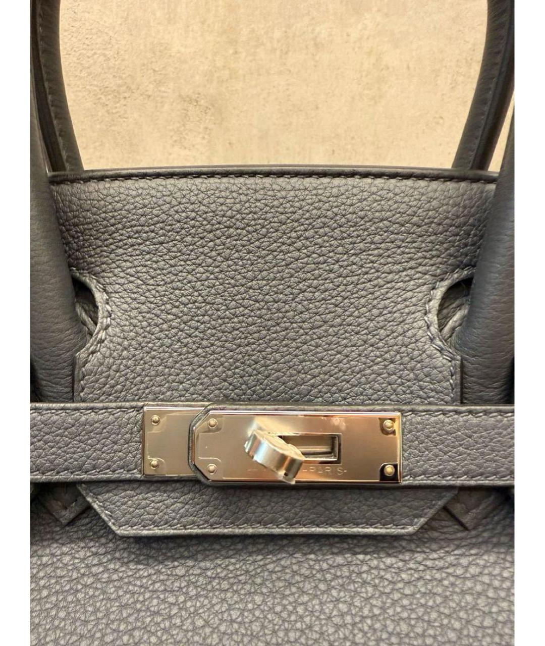 HERMES Антрацитовая кожаная сумка с короткими ручками, фото 4