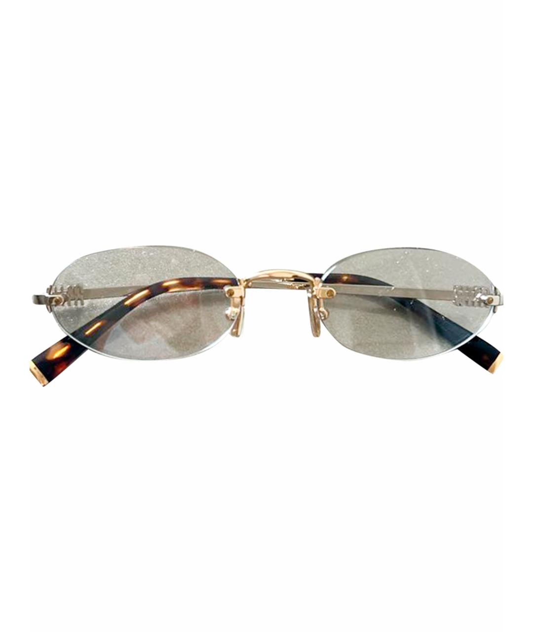 MIU MIU Золотые металлические солнцезащитные очки, фото 1
