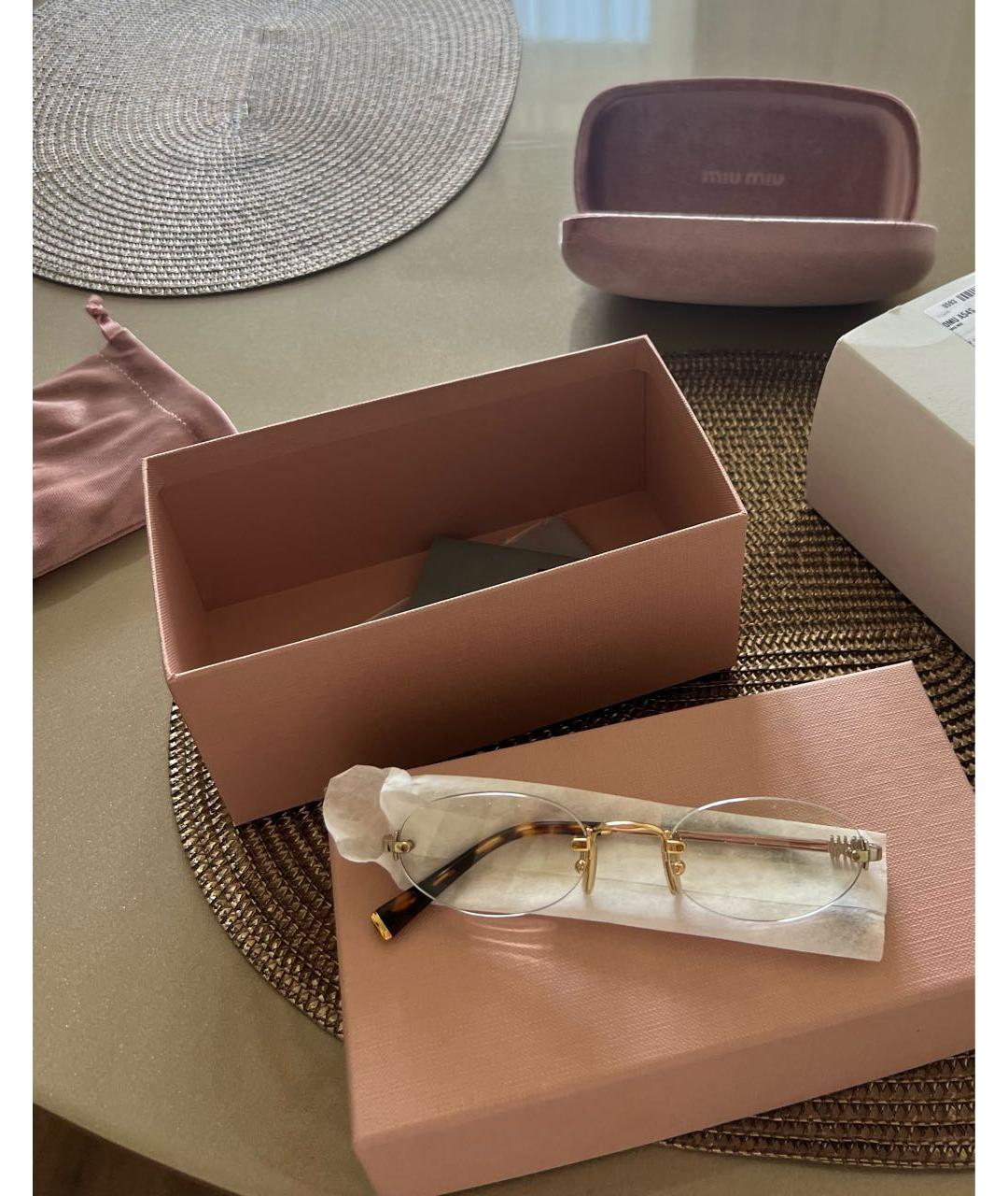 MIU MIU Золотые металлические солнцезащитные очки, фото 4