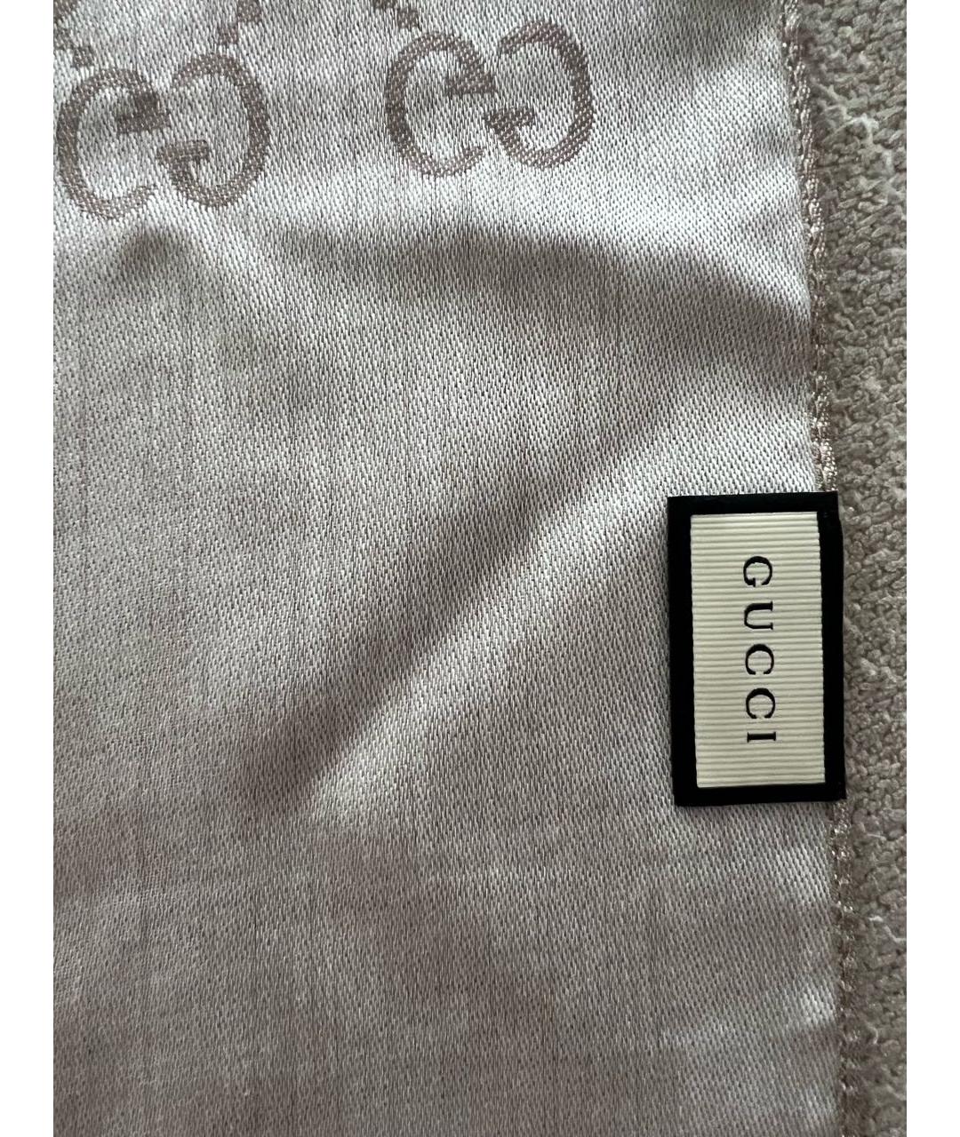 GUCCI Бежевый шелковый платок, фото 3