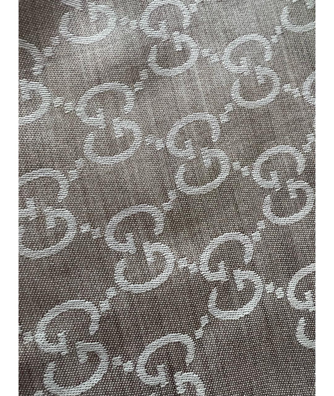 GUCCI Бежевый шелковый платок, фото 2