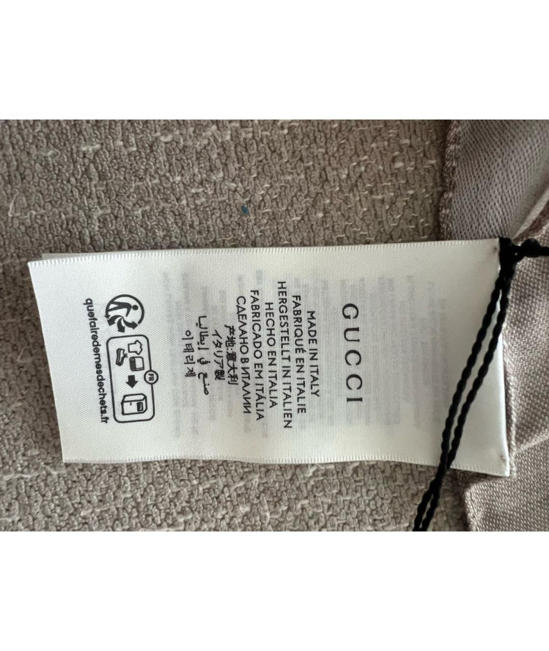 GUCCI Бежевый шелковый платок, фото 6