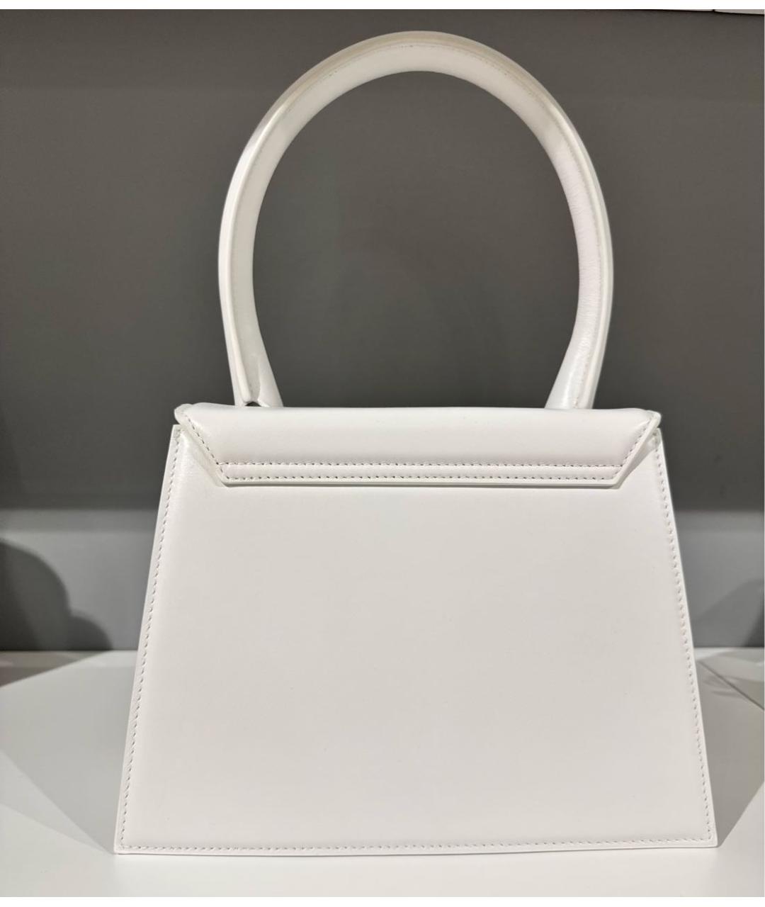 JACQUEMUS Белая кожаная сумка с короткими ручками, фото 3