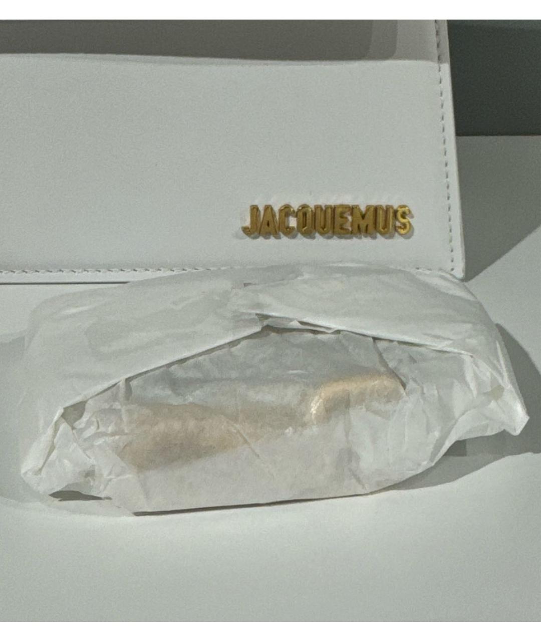 JACQUEMUS Белая кожаная сумка с короткими ручками, фото 5