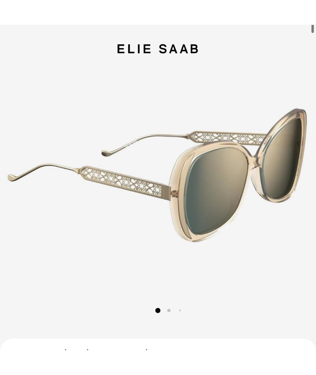 ELIE SAAB Золотые металлические солнцезащитные очки, фото 6