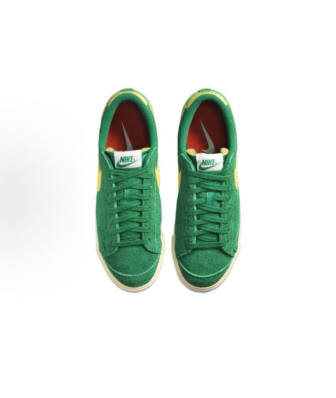 NIKE Зеленые замшевые низкие кроссовки / кеды, фото 4