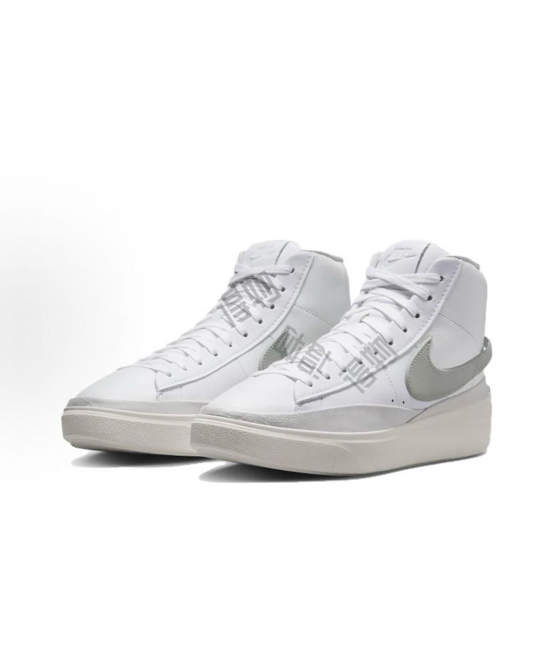NIKE Белые кожаные высокие кроссовки / кеды, фото 3