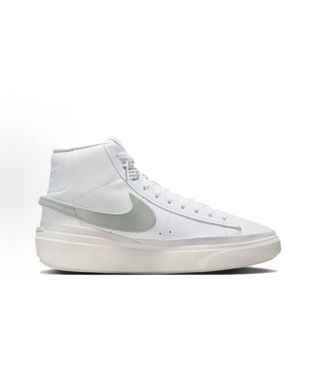 NIKE Белые кожаные высокие кроссовки / кеды, фото 2