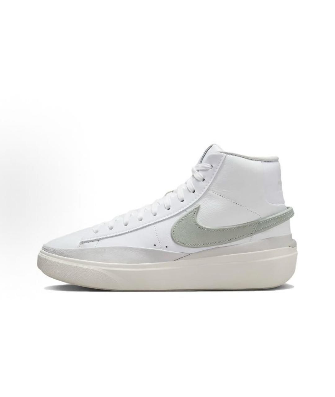 NIKE Белые кожаные высокие кроссовки / кеды, фото 6