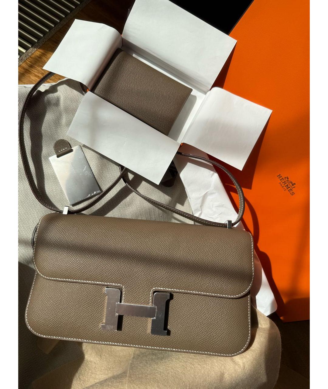 HERMES Коричневая кожаная сумка через плечо, фото 3