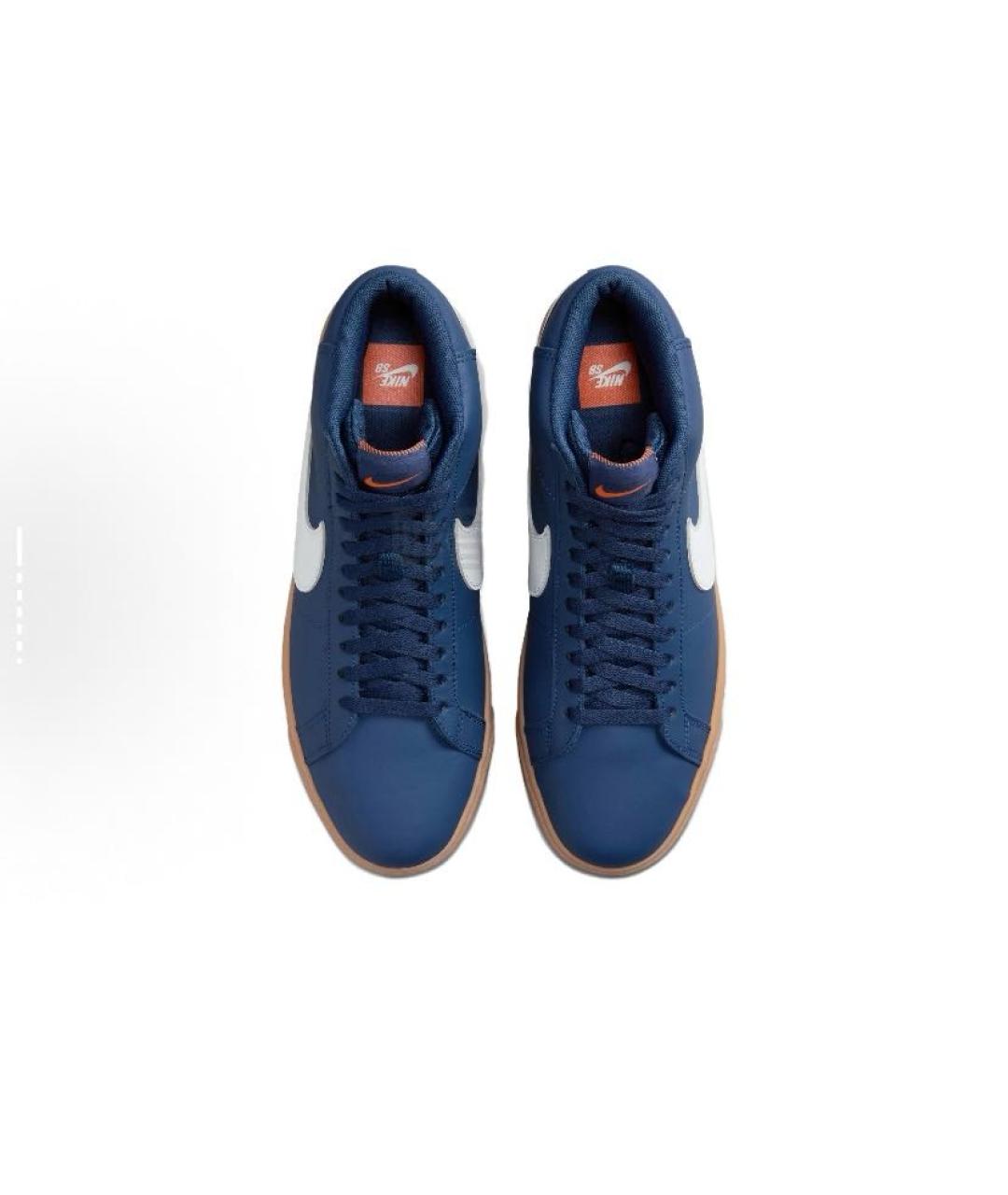 NIKE Темно-синие кожаные высокие кроссовки / кеды, фото 4