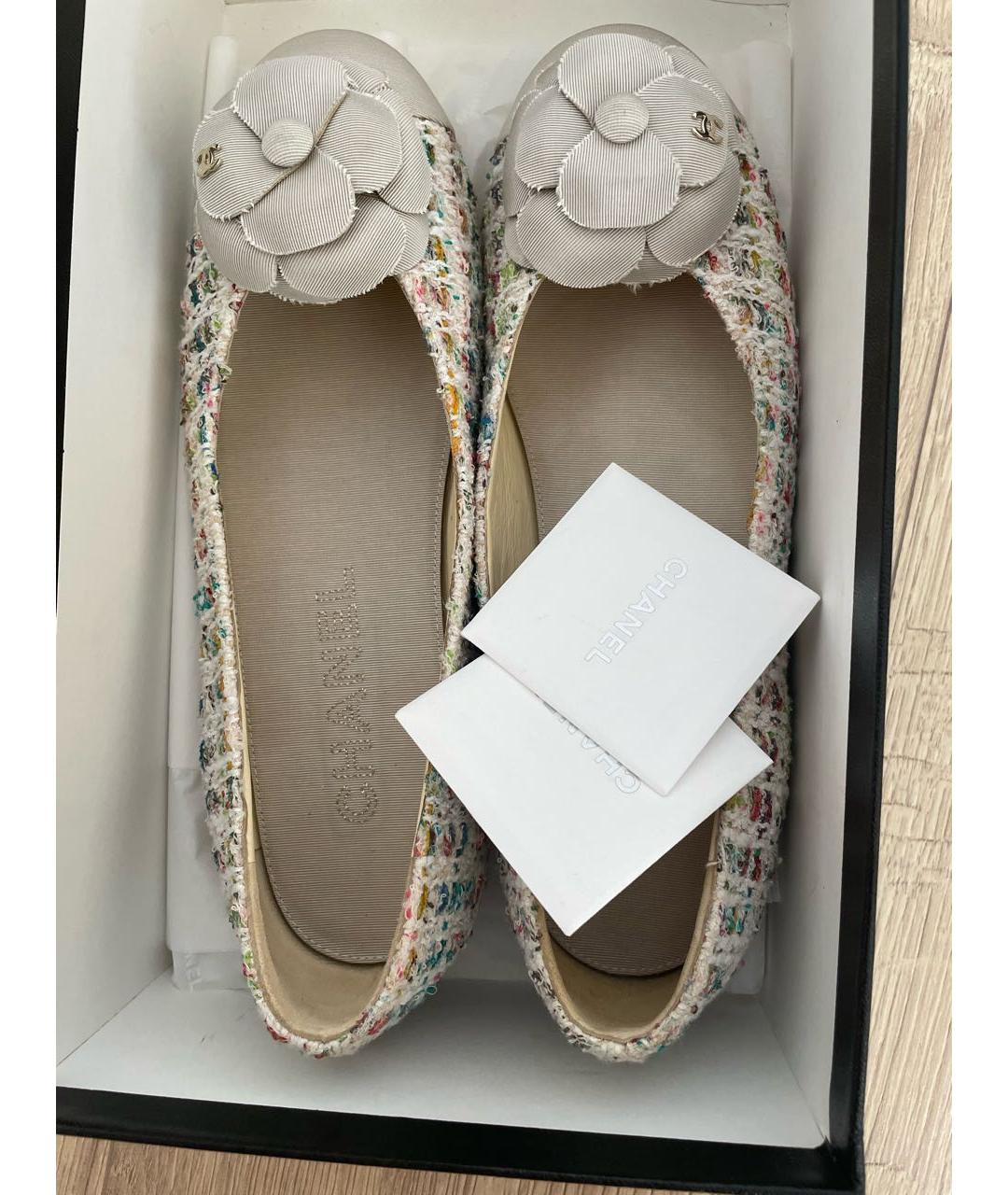 CHANEL Бежевые текстильные балетки, фото 3