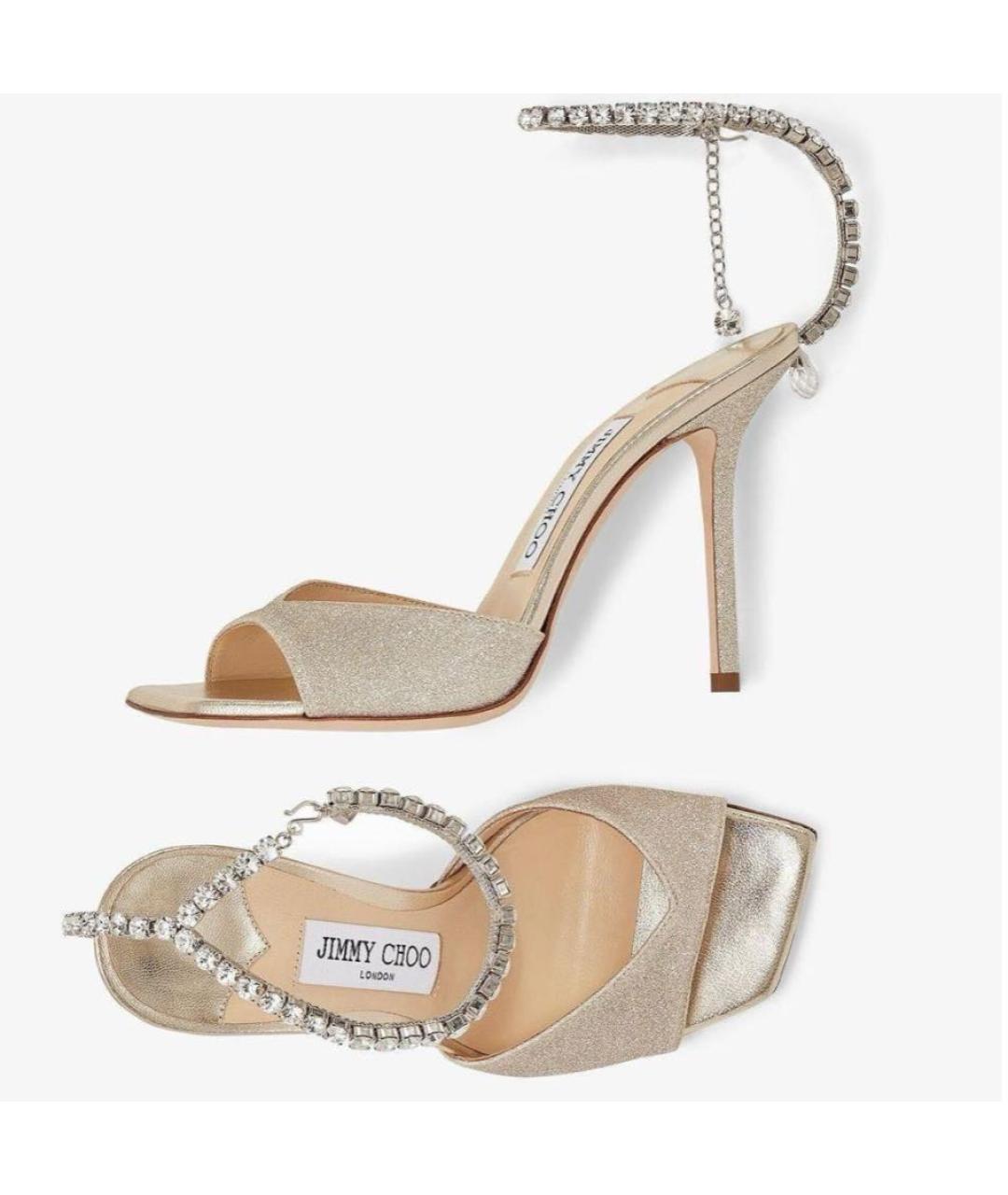 JIMMY CHOO Золотые босоножки, фото 2