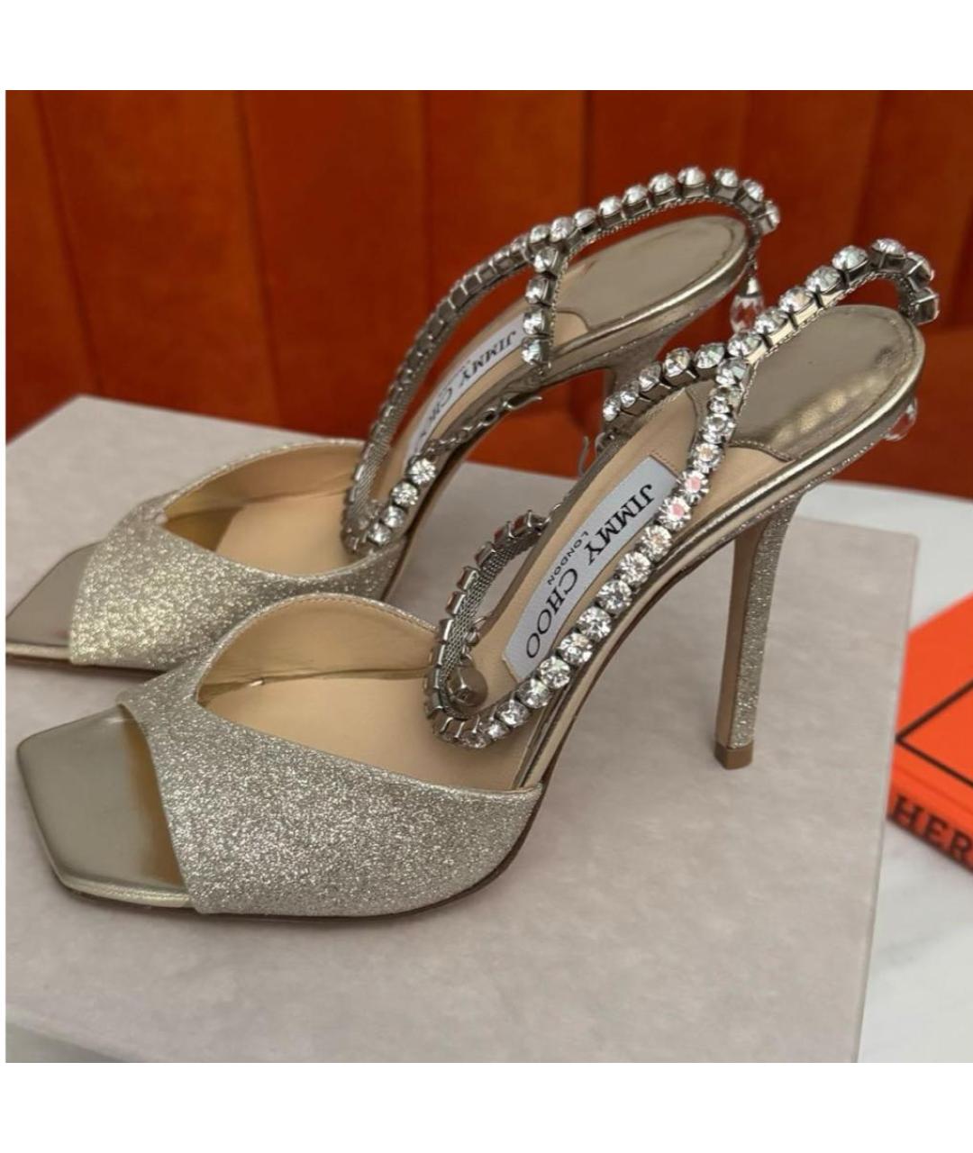 JIMMY CHOO Золотые босоножки, фото 3