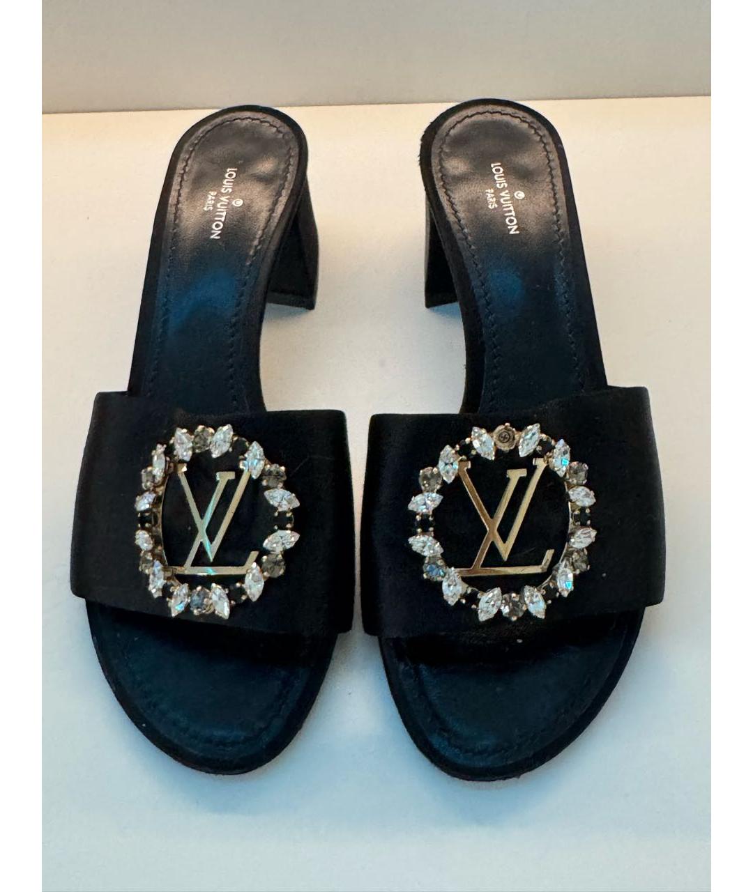 LOUIS VUITTON Черные текстильные мюли, фото 2