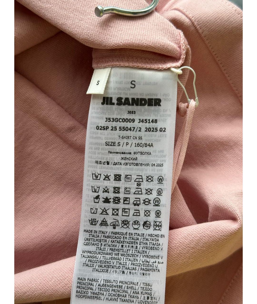 JIL SANDER Розовая хлопковая футболка, фото 6