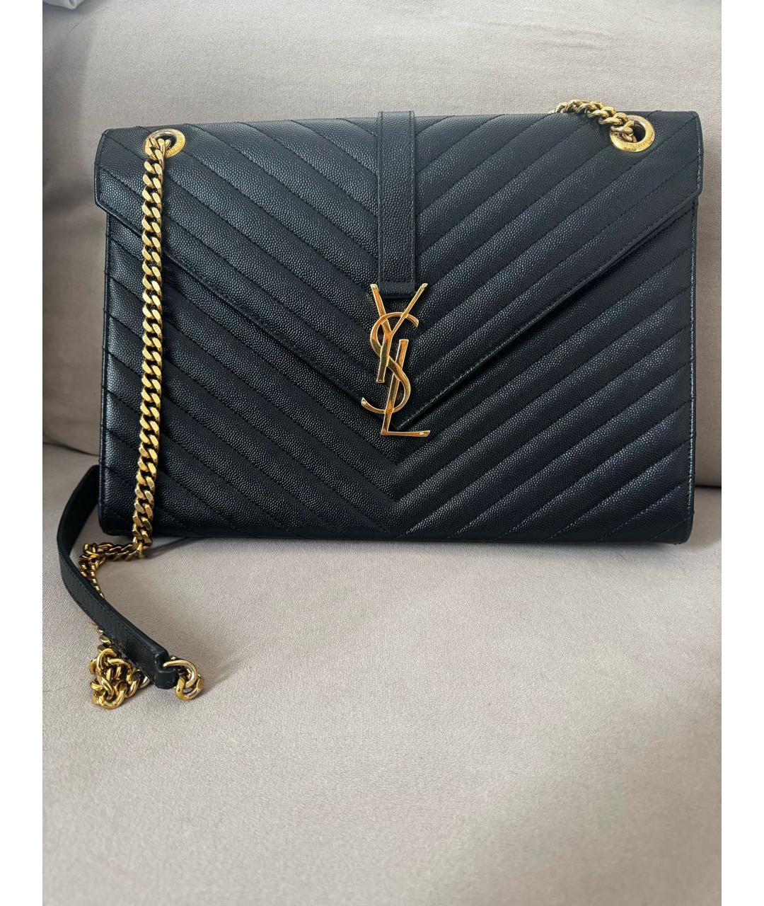 SAINT LAURENT Черная кожаная сумка через плечо, фото 5